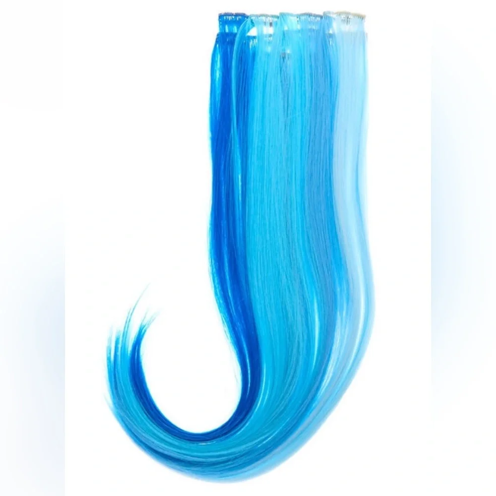 22” 4 Piece Faux Hair Extension Clip-in Ombré Blue Brand New Claire’s Highlights
